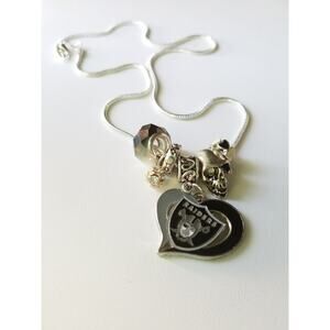Raiders Football Necklace Las Vegas Oakland Sterling Silver Plated Charms
